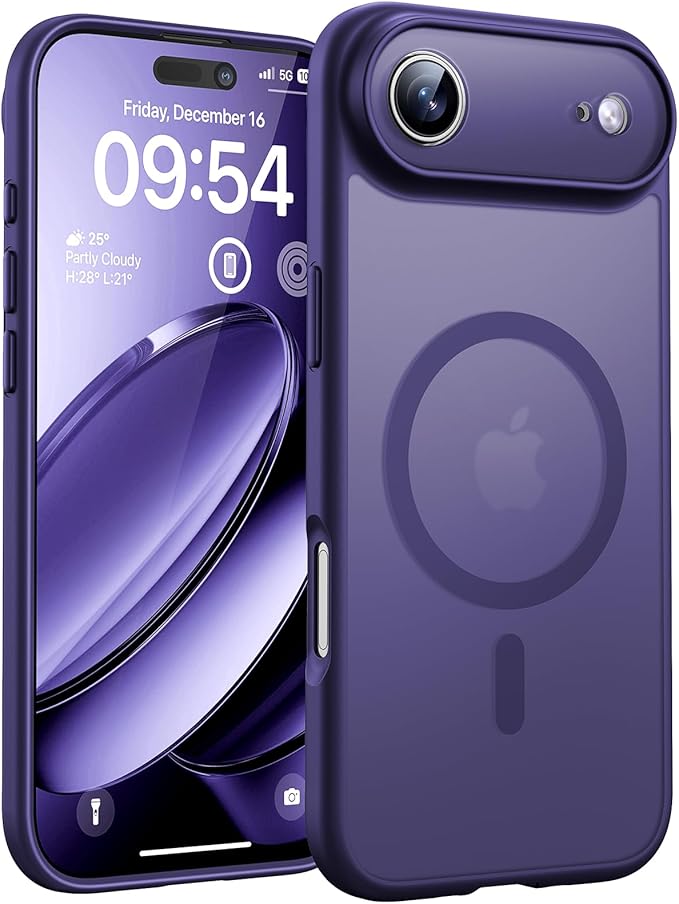 TOCOL for iPhone Air Case, Compatible with Magsafe Charger, Full Camera Protection, Drop Protection, Translucent Matte Phone Case for iPhone 17 Air 6.5 inch (Midnight Purple)
