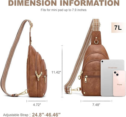 SYTRAH Anti Theft Crossbody Bags for Women, RFID Sling Bag Travel Purse, RFID Cross Body Purses Chest Bag for Travel Brown