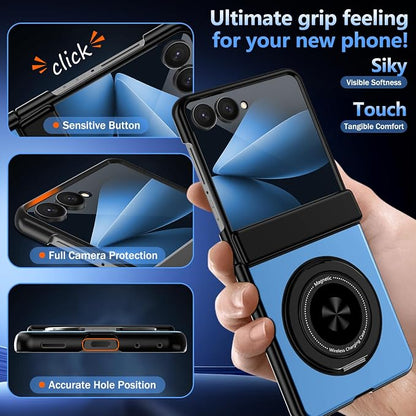 Hekodonk for Galaxy Z Flip 8 Case with 360 Rotatable Stand,[Compatible with MagSafe][Front Screen Protector],Magnetic Ring Holder with Hinge Protective Case for Samsung Z Flip 8,Blue