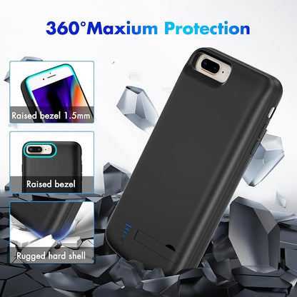 Battery Case for iPhone 8 Plus/7 plus/6s Plus/6 Plus, 8500mAh Charging Case with Kickstand Portable Extend Battery Charger Cover for 5.5" iPhone 8 Plus -Black
