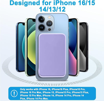 AOGUERBE for Magsafe Portable Charger, 10000mAh Magnetic Power Bank PD 22.5W Fast Charging Wireless Battery Pack with LED Display for iPhone 17/16/15/14/13/12 Series-Purple