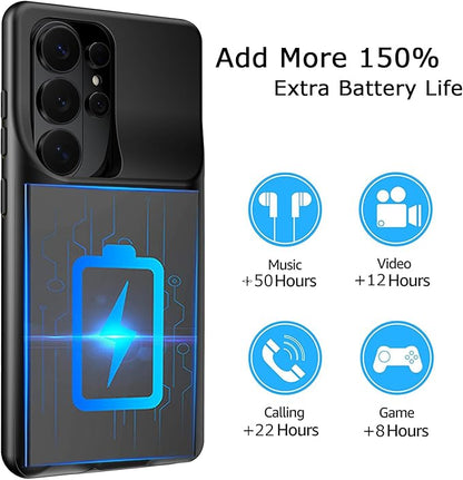 Battery Case for Galaxy S26 Ultra, Upgraded 12000mAh Battery Pack Rechargeable Charger Case with Wireless Charging Compatible for Galaxy S26 Ultra(6.9 inch) External Charging Cover(Black)