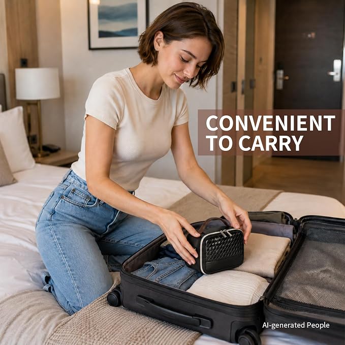 Electronic Organizer with Shoulder Strap, Premium Mixed-Fabric Accordion Tech Pouch for Travel & Commute, Large Capacity for Power Bank, Phone, Hard Drive,Charger -Case Only (Black)