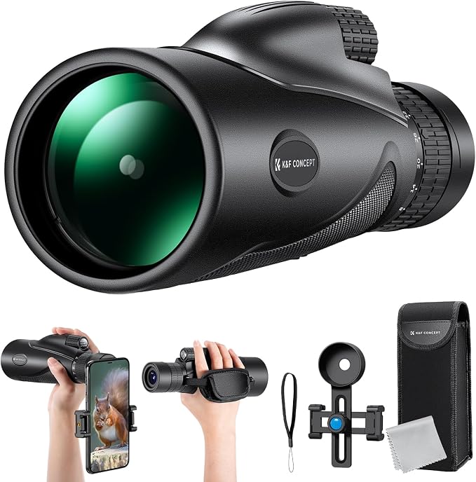 K&F Concept 8-32X50 Zoom Monocular - High Power Dual Focus Prism Compact Monoculars for Kids Adults, with Phone Adapter, Low Light Night Vision, FMC Lens for Bird Watching Hunting Travel Camping Starg