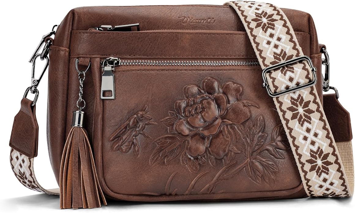 Crossbody Bags for Women Trendy, Vegan Leather Crossbody Purses Travel Shoulder Handbags Embossed Design