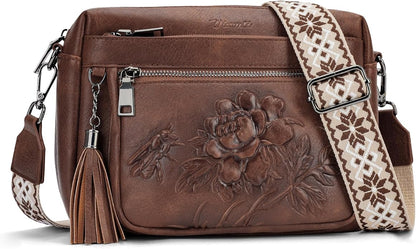 Crossbody Bags for Women Trendy, Vegan Leather Crossbody Purses Travel Shoulder Handbags Embossed Design