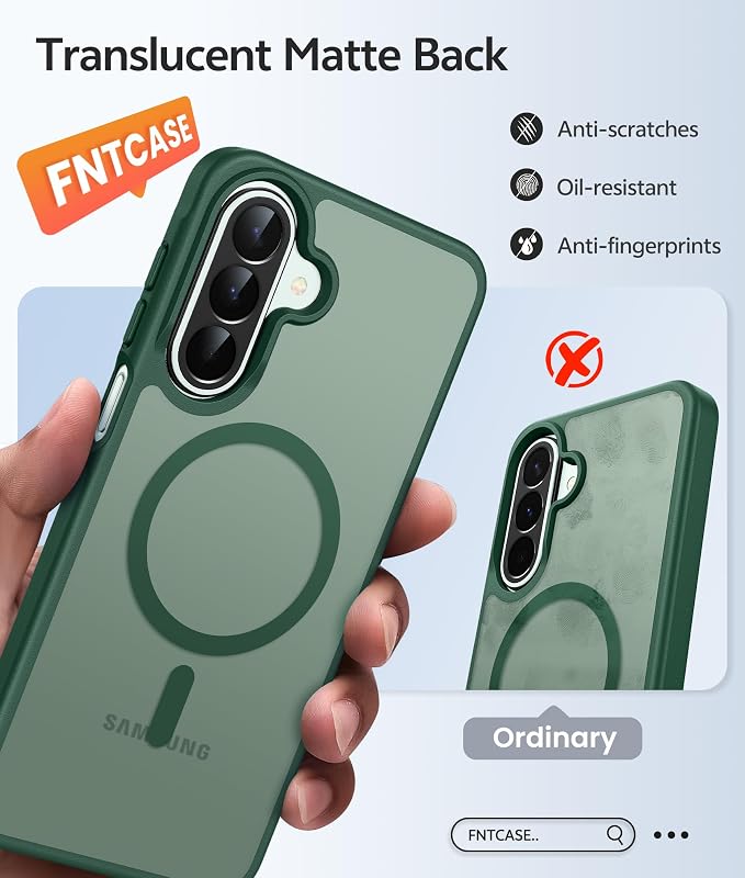 FNTCASE for Galaxy A27 5G Phone Case, Fit for Magsafe, Screen Protector | Translucent Matte, 14FT Military Grade Drop Protection, Slim Shockproof Protective, for Samsung A 27 4G Cover, Green
