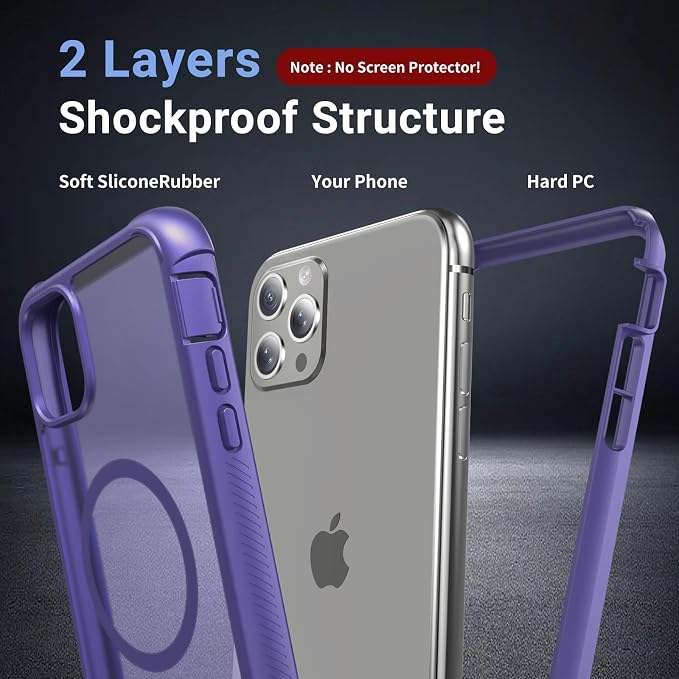 jaroco Magnetic for iPhone 11 Pro Max Case, [Compatible with MagSafe][Military Grade Drop Protection][Heavy Duty Protection][Non-Slip][Shockproof] 2-Layer Durable Bumper Phone Case 6.5''-Dark Purple
