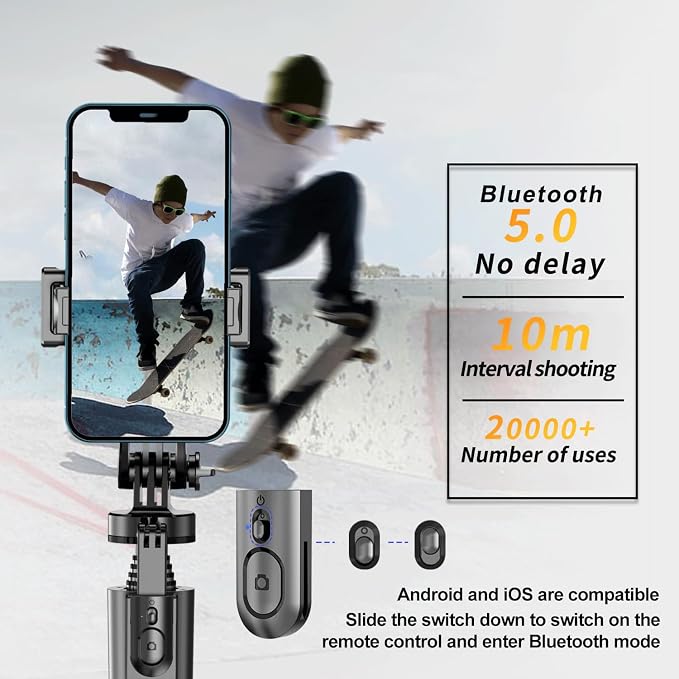 Selfie Stick Tripod,Tripod with 360 Degree Rotatable Phone Holder for Photography, Video Shooting, Live Streaming, Vlog, YouTube Video, FaceTime, Skype, TikTok, Selfie