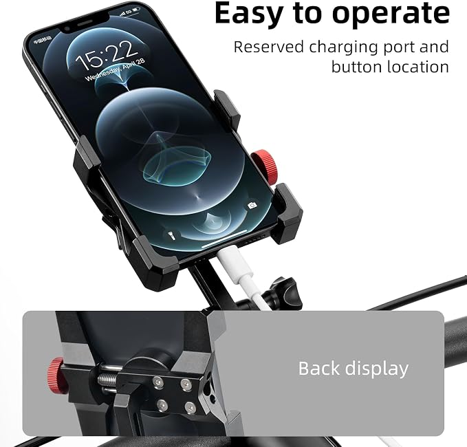 ROCKBROS Bike Phone Holder, Aluminum Bike Phone Mount Holder,Handlebar Mounted Cell Phone Holder for 4.7-7.1 Inch Phones Headset Cap Mount