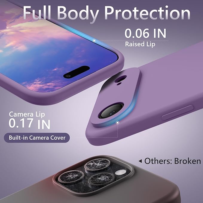 FireNova Magnetic for iPhone Air Case, Compatible with MagSafe, [Integrated Silicone Camera Control Button] [Camera Protection] Microfiber Lining Phone Case for iPhone 17 Air, 6.5", Light Purple