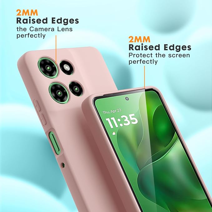 Case for Motorola Moto G Power (2025), 2 Pack Tempered Glass Screen Protectors, Soft TPU Silicone Shockproof Case-Pink