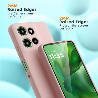 Case for Motorola Moto G Power (2025), 2 Pack Tempered Glass Screen Protectors, Soft TPU Silicone Shockproof Case-Pink