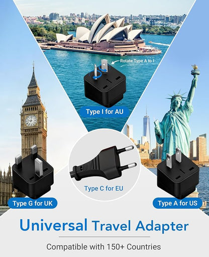 BESTEK Universal Travel Adapter 220V to 110V Voltage Converter with 6A 4-Port USB Charging and UK/AU/US/EU Worldwide Plug Adapter (Red)
