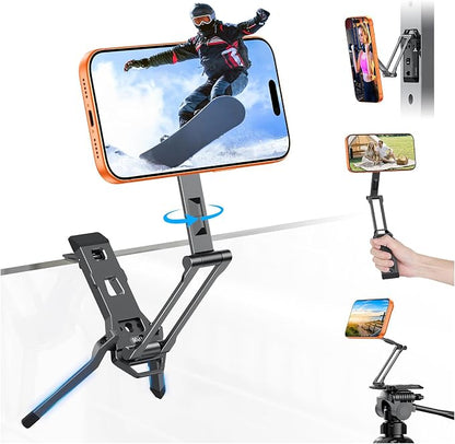OMOTON TP06 [Equipped Lanyard] for MagSafe Tripod Hook with Magnet Back & Arca-Swiss Base, 360°Rotating with 1/4" Screw, Magnetic Phone Tripod for iPhone 17/16 Pro Max Air Fits Vlog, Travel, Gym