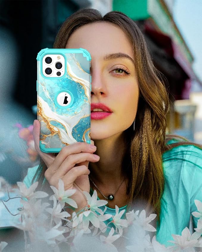 Hocase for iPhone 13 Pro Max Case, Heavy Duty Shockproof Protection Soft Silicone Rubber Bumper+Hard Plastic Hybrid Protective Case for iPhone 13 Pro Max (6.7") 2021 - Teal