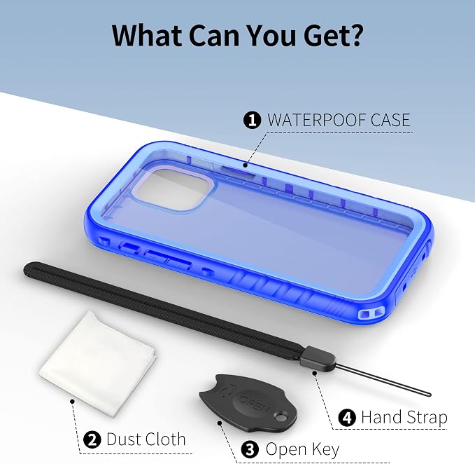 SPORTLINK Compatible with iPhone 12 Pro Waterproof Case - Full Body Shockproof Dustproof Phone Screen Protector Rugged Waterproof Case for iPhone 12 & 12 Pro 6.1 Inch Blue