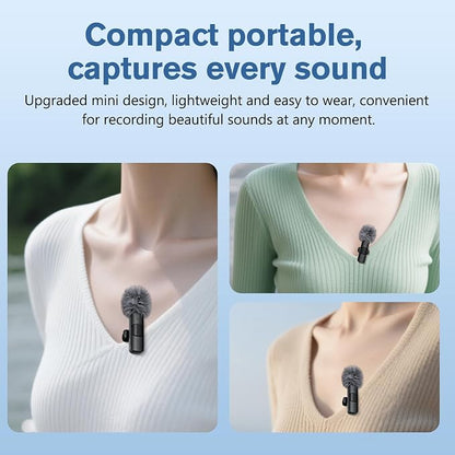 Professional Wireless Microphone for iPhone,iPad,Android, Lavalier Lapel Mic for Video Recording, Mini Mic Crystal Clear Recording with USB-C for Content Creators Vlog YouTube Tiktok Podcast Interview