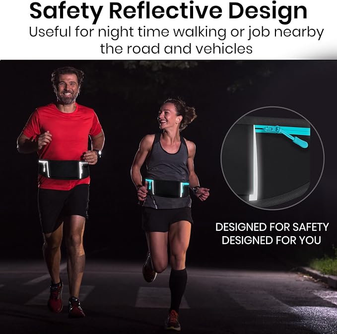 Vive Running Belt Fanny Pack for Women, Men, Kids, Adults, Jogging, Workouts- Waterproof Runners Reflective Waist Pack Bag with Phone Holder - for Fitness, Exercise, Gym, Hiking, Travel, Running Gift