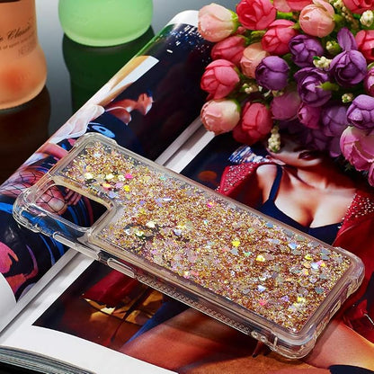 Silicone Phone Case für Galaxy A71 Glitter Gold, Women Bling Liquid Floating Case Soft TPU Bumper Cover Transparent Rubber Protective Shell Scratch Slim Back Case Compatible with Samsung Galaxy A71