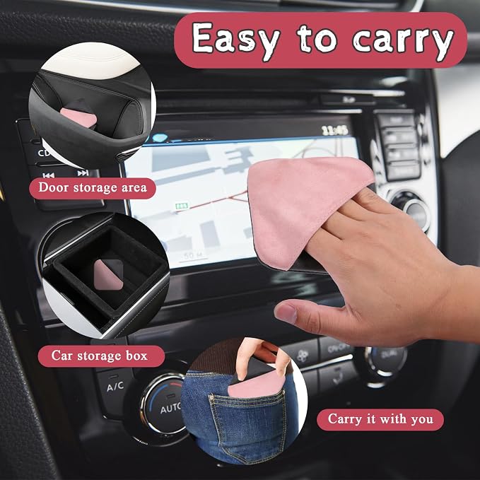 Pink Car Screen Cleaner Microfiber Auto Screen Cleaning Pad, Auto Touchscreen Cleaning Wipes Car CleaningWipes Cloth, Touchscreen Cleaner Cloths for Vehicle Dashboard CarDisplay Interior