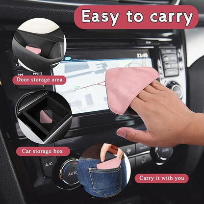 Pink Car Screen Cleaner Microfiber Auto Screen Cleaning Pad, Auto Touchscreen Cleaning Wipes Car CleaningWipes Cloth, Touchscreen Cleaner Cloths for Vehicle Dashboard CarDisplay Interior