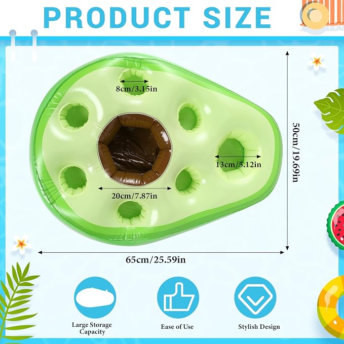 FillTouch Floating Drink Holder for Pool, Floating Cabana Bar, Hot Tub Drink Holder for Adults, Inflatable Pool Accessories(Avocado)