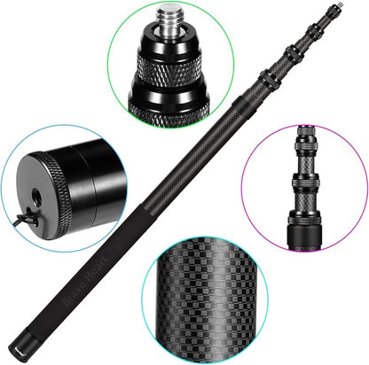 118"/3m, 9.8ft Extended Super Long Invisible Carbon Fiber Selfie Stick for Insta360 x5 Insta 360 x5 X4 X3 ONE X2, R, X, GO 3S 3 2 Action 360 Camera Accessories (17 to 118") (Black)