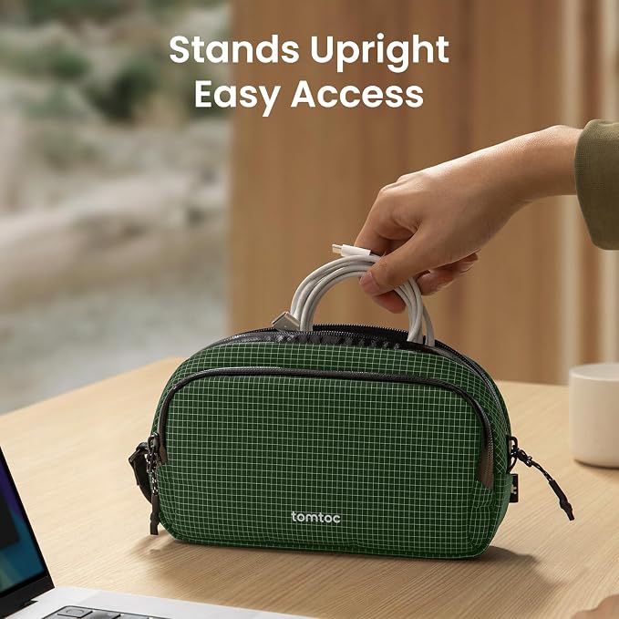 tomtoc Electronic Organizer Travel Case Performance, Dual Compartment Bag | Water Resistant Cable Organization Storage for Charger, Cord, Phone, Hard Drive, Power Bank, Accessories Travel Essentials