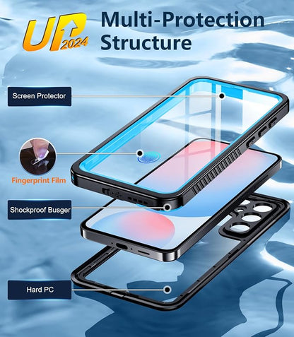 Temdan for Samsung Galaxy S24 FE Case Waterproof, [Military-Grade Drop Protection] [IP68 Underwater] Full Body Heavy Duty Rugged Shock-Proof Case for S24 FE 6.7''-Blue