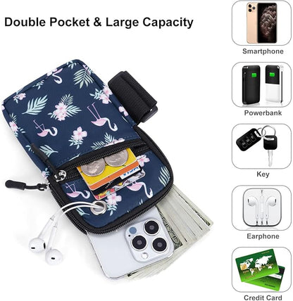 Cell Phone Armbands Pouch for Women Running Bag Compatible with Cellphone 6.28 Inches Full-Screen, Flamingo