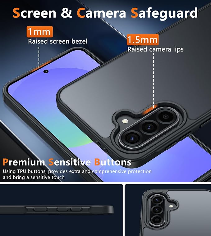 FNTCASE for Samsung Galaxy A36-5G Case: for Galaxy A56 5G Case Frosted Translucent Matte Shockproof Slim Protective Case - Military Grade Drop Proof Anti-Fingerprint Hard Back Phone Cover - 6.7 inch