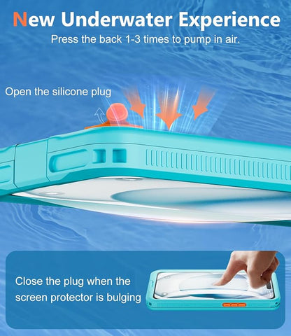 Underwater Phone Case for Snorkeling, [IP68 Waterproof] [Sensitive Inflated Touchscreen] [Precise Buttons], Only for 6.1" iPhone 16, 15/15 Pro, 14/14 Pro, 13/13 Pro, 12/12 Pro - Teal