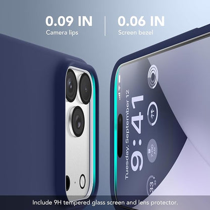 GONEZ Magnetic for iPhone 17 Pro Case, Compatible with MagSafe, [Screen Protector + Camera Lens Protector], Liquid Silicone Anti-Scratch Shockproof Protective Phone Case 6.3 inch, Midnight Blue