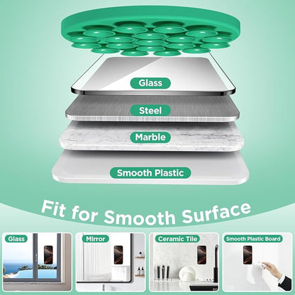 Magnetic Suction Cup Phone Mount, Compatible with MagSafe, Silicone Octo Cup Buddy Sticky Grip Holder for iPhone and Android, Removable Hands-Free Selfie/Video for TikTok, Emerald Green