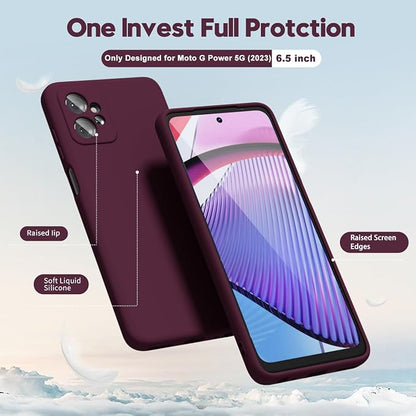 oakxco for Motorola Moto G Power 5G 2023 Phone Case Liquid Silicone, Thin Slim Soft Rubber Gel TPU Plain Simple Cover for Women Girl Cute, Matte Solid Color, Burgundy Plum Wine