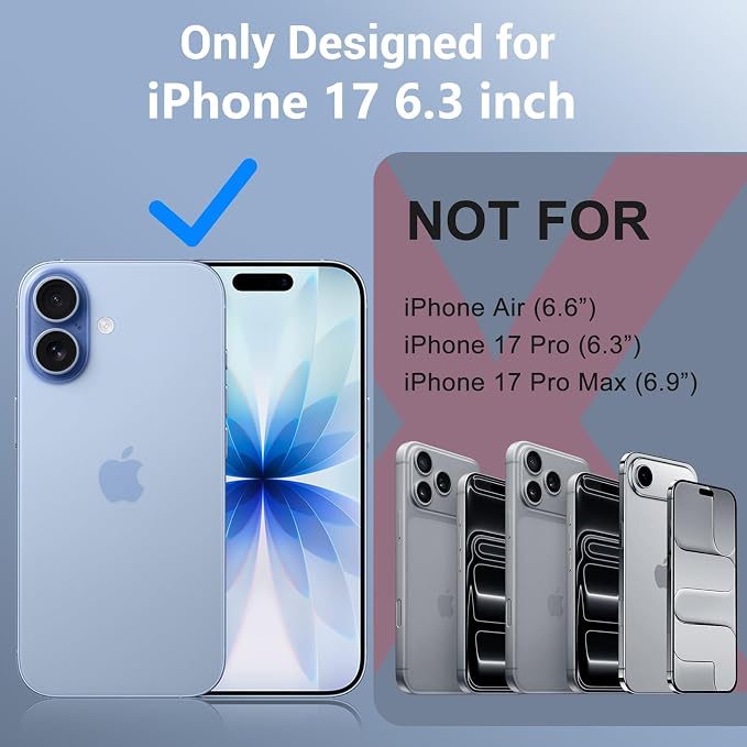 Red2Fire for iPhone 17 Case Waterproof, [Built-in Screen Protector & Camera Protector][Compatible with MagSafe][Full Body Shockproof][IP68 Waterproof][Dustproof] Phone Case 6.3" Blue/Clear