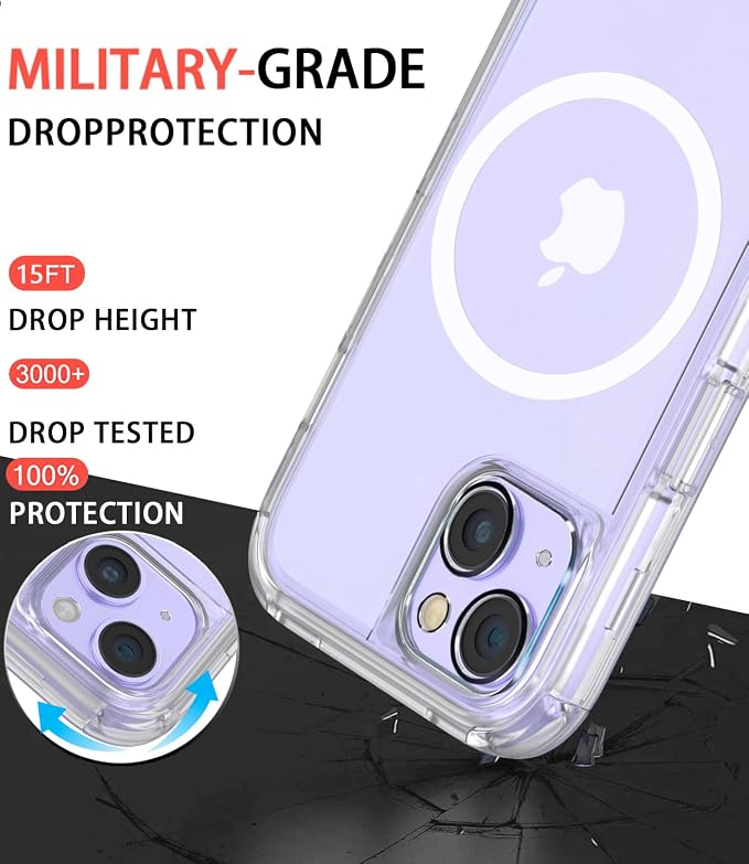 Diverbox for iPhone 13 Case [Shockproof] [Dropproof] [with Screen Protector ] 3in1 Heavy Duty Protection Phone Case Cover for Apple iPhone 13 (Clear (Magnet))