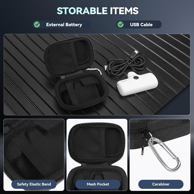 Portable Charger Power Bank Case Compatible with iWALK/For Anker 621 Nano/for Swyop/for Feob/for Charmast/for JEJILL/for LanLuk/for VEGER and More Small Charging Battery Pack - Bag Only