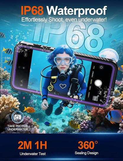 MOZOTER Designed for Samsung Galaxy S26 Plus Case Waterproof, Military Shockproof Full Body Cover with Built-in Screen & Lens Protector, IP68 Underwater Protection for S26 Plus 6.7" Purple