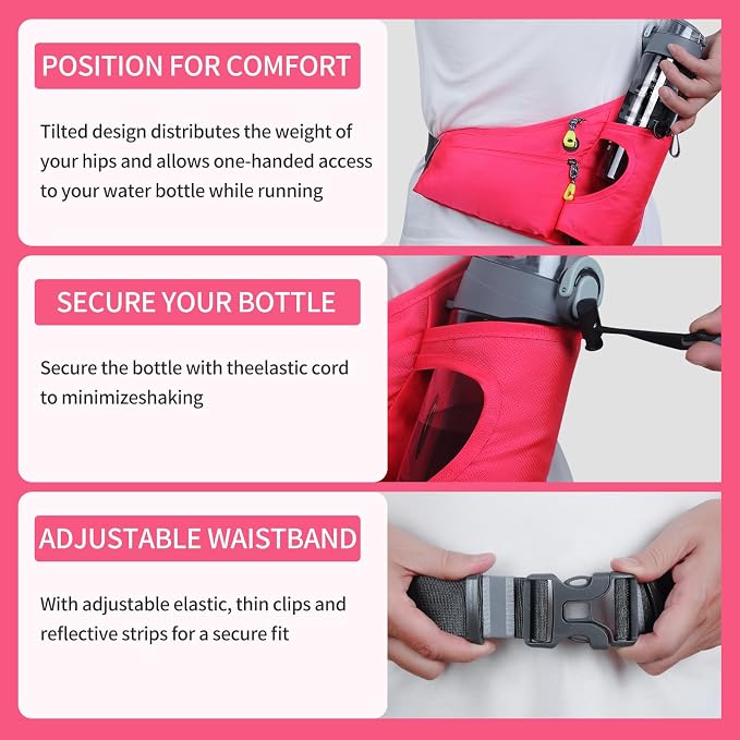 Hydration Belt,Running Water Bottle Belt for Women - Hydration Fanny Pack with Water Bottle Holder for Hiking, Walking, Gym | Lightweight Waist Pack for Running, Fitness, Marathon Essentials