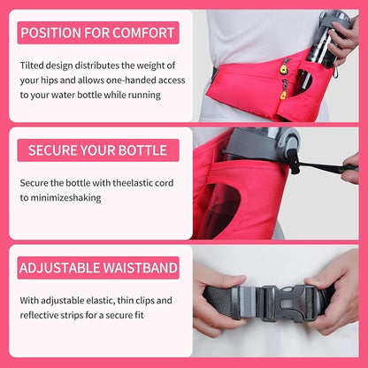 Hydration Belt,Running Water Bottle Belt for Women - Hydration Fanny Pack with Water Bottle Holder for Hiking, Walking, Gym | Lightweight Waist Pack for Running, Fitness, Marathon Essentials