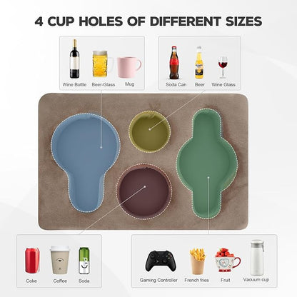 Couch Cup Holder Pillow,Couch Drink Holder,Rectangle Couch Caddy for Coffee Cup,Phone,Remote,Couch Cup Holder Tray for Bed,Car,Sofa,Table