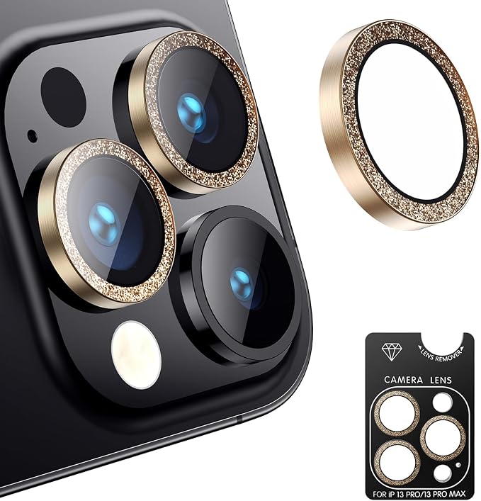 AFARER Camera Protector for iPhone 13 Pro/13Promax,Ultra-tough HD Individual,Ultra-thin Tempered Glass Lens Cover,Individual Metal Ring ,[Strong Adsorption][Not Easy to Break][Does not Affect Night Shots]