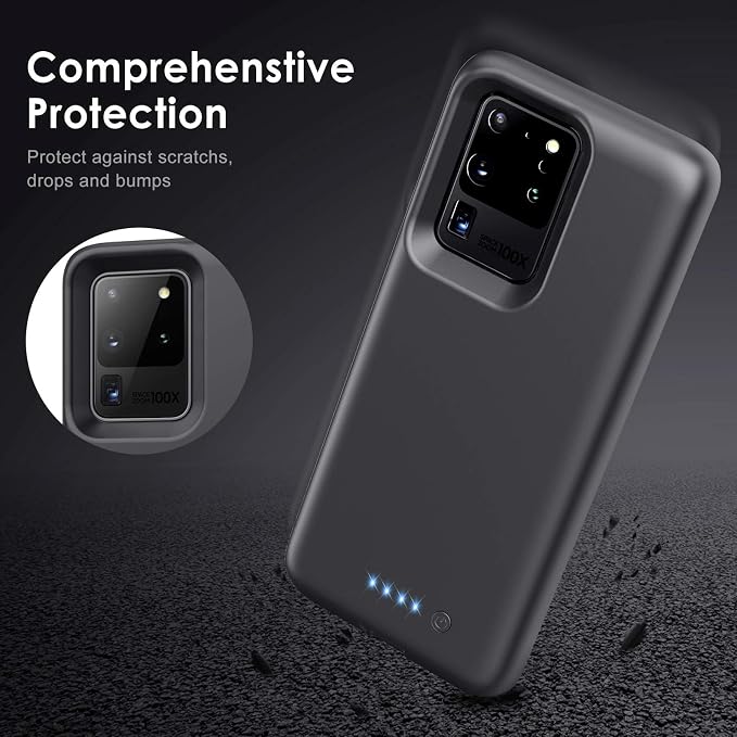 Battery Case for Galaxy S20 Ultra 8500mAh, Portable Charging Case Protective Rechargeable Extended Battery Pack for Samsung Galaxy S20U 5G (6.9 inch) Charger Cover -Black