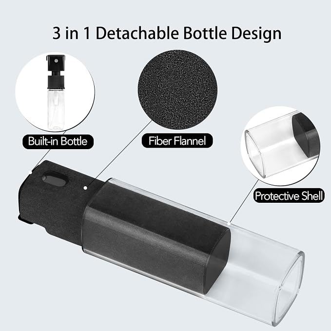 3 Pcs Fingerprint Proof Screen Cleaner, 3 in 1Touchscreen Mist Cleaner Spray Wipe Screen Cleaner Soft Fiber Flannel, Safe for All Phones Glasses Tablet Laptop Screens(Grey)