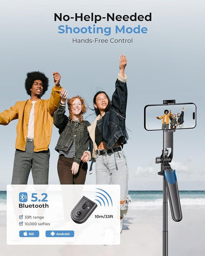 72" Phone Tripod, Tripod for iPhone with Wireless Remote Control, Portable Selfie Stick for iPhone, Live Streaming, Video Recording, Compatible with Cell Phones, Cameras