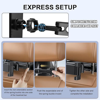 vvag Tablet Holder for Car Headrest,Adjustable iPad Backseat Mount Compatible with iPad Pro, Air, Mini, 4.7-11" Devices,Road Travel Essentials for Kids Accessories (BlackRed)