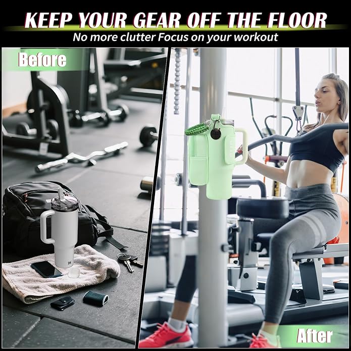 Magnetic Gym Bag for Men Women, Water Bottle Carrier Holder with Strap for Stanley, Small Bag Accessories pouch with N52