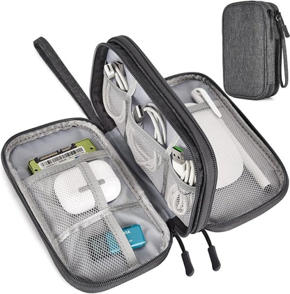 Electronic Organizer Travel Cable Accessories Bag, Electronic Organizer Case, Waterproof Electronic Accessories Organizer Bag for Power Bank, Charging Cords, USB Cable (Dark Gray)